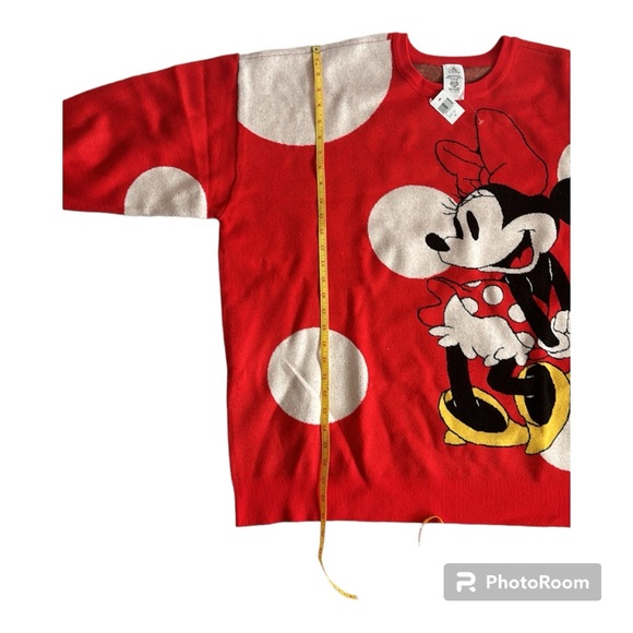 Disney Minnie Mouse Red and White Polka Dots Character Pullover Knit Sweater 2X - Picture 5 of 9